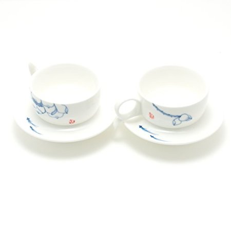Caly Espresso Mugs, Tea Cups, Set of 2, Hand Painted Crystal, Made in